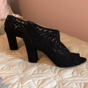Madden Girl Brax Black Laser Cut open-toed bootie